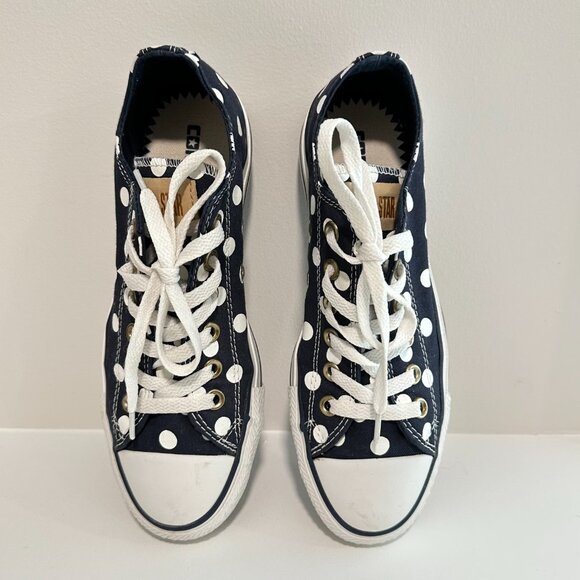 Converse Chuck Taylor All Star Low Top Navy Polka Dot Sneakers Womens Size 7 - Picture 8 of 12
